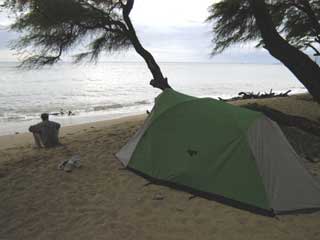 (Camp at Papalaua Beach)